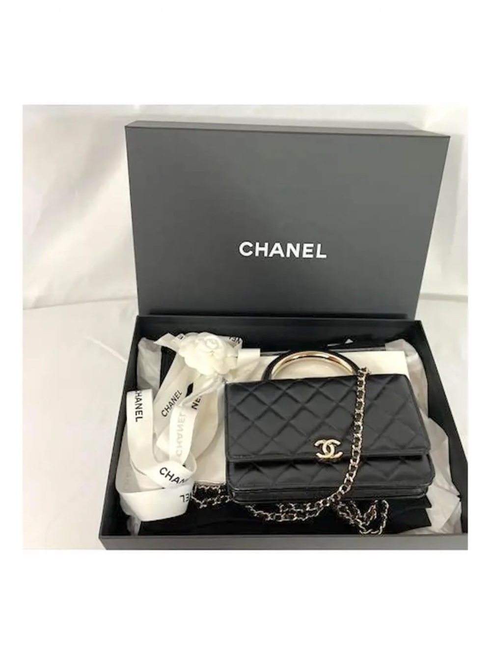 ***NEW - CHANEL Lambskin Quilted Top Handle Wallet On Chain - WOC - Picture 3 of 11